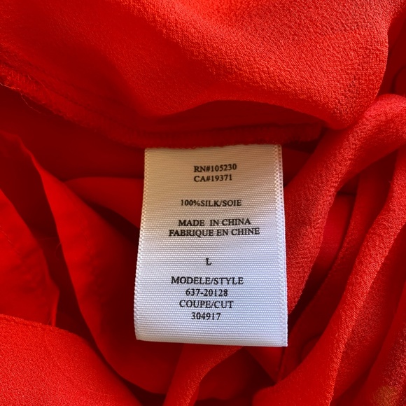 Joie 100% Silk Blouse and matching tank, bright apricot, Size Large - Picture 7 of 11